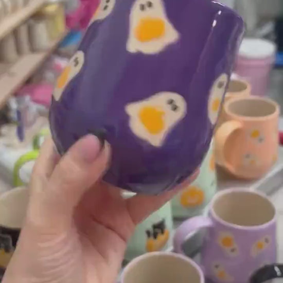 Dark Purple Ghost Pumkin Ceramic Mug
