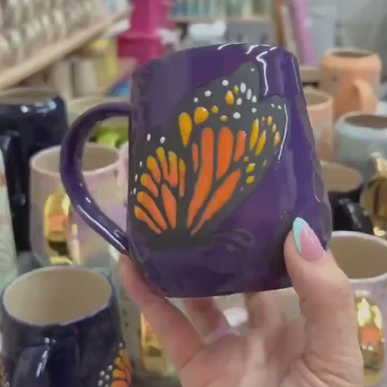 Purple Monarch Butterfly Ceramic Mug