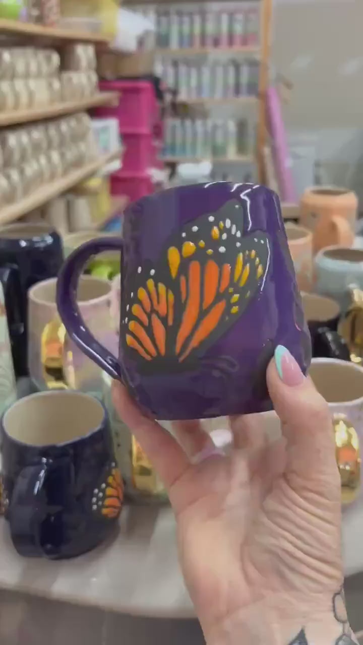 Purple Monarch Butterfly Ceramic Mug