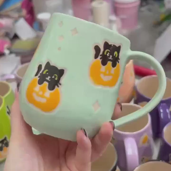 Aqua Ghost Pumkin Ceramic Mug