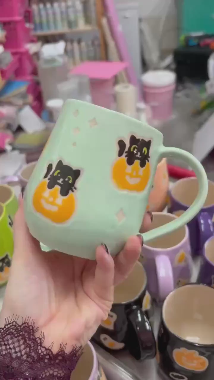 Aqua Ghost Pumkin Ceramic Mug