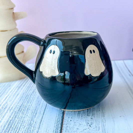 Black Ghost Mug Ceramic 12 Ounces