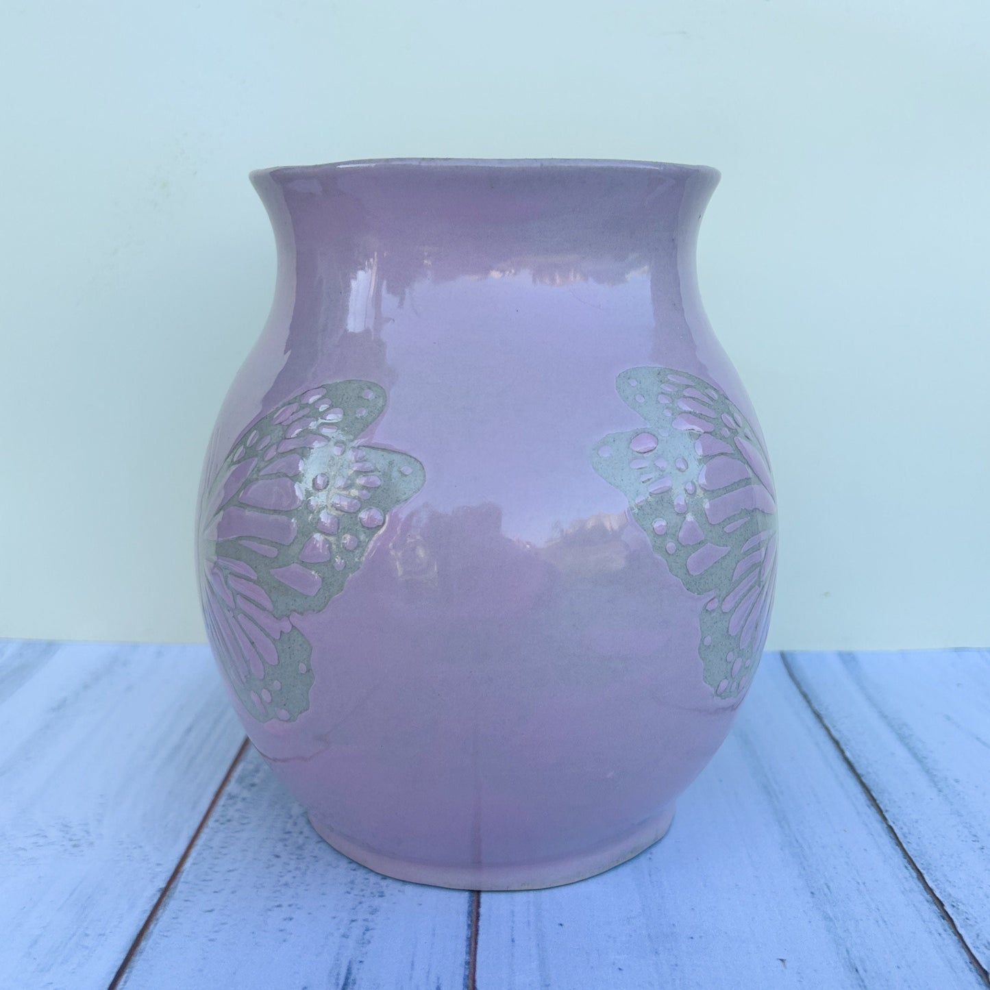 Ceramic Flower Vase, Butterfly Vase, Butterfly Lover Gift, Floral Vases, Gardener Gift Idea, Butterfly Home Decor, Pink Room Aesthetic