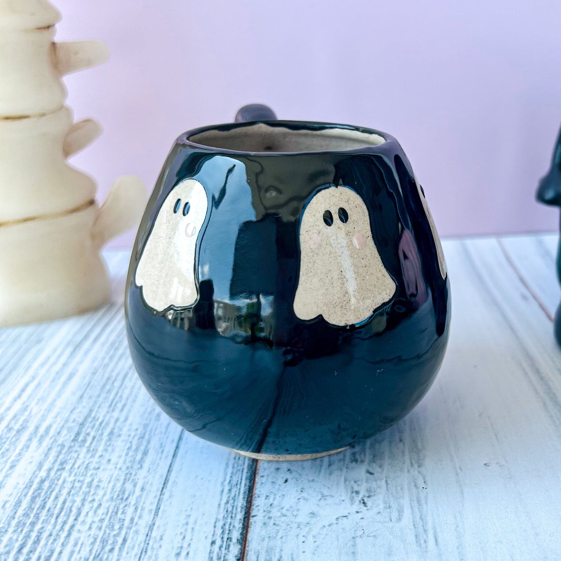 Black Ghost Mug Ceramic 12 Ounces
