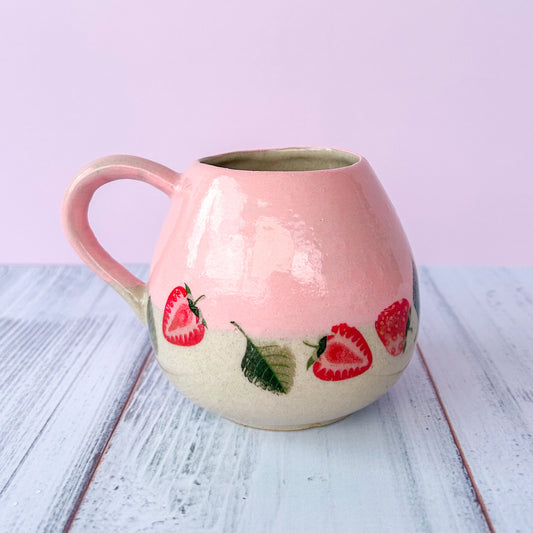 Strawberry Mug, Ceramic Coffee Mug Handmade, Gardener Gift Idea, Strawberry Lovers, Berry Mug For Mom, Farmer’s Wife Gift, Strawberries Cup