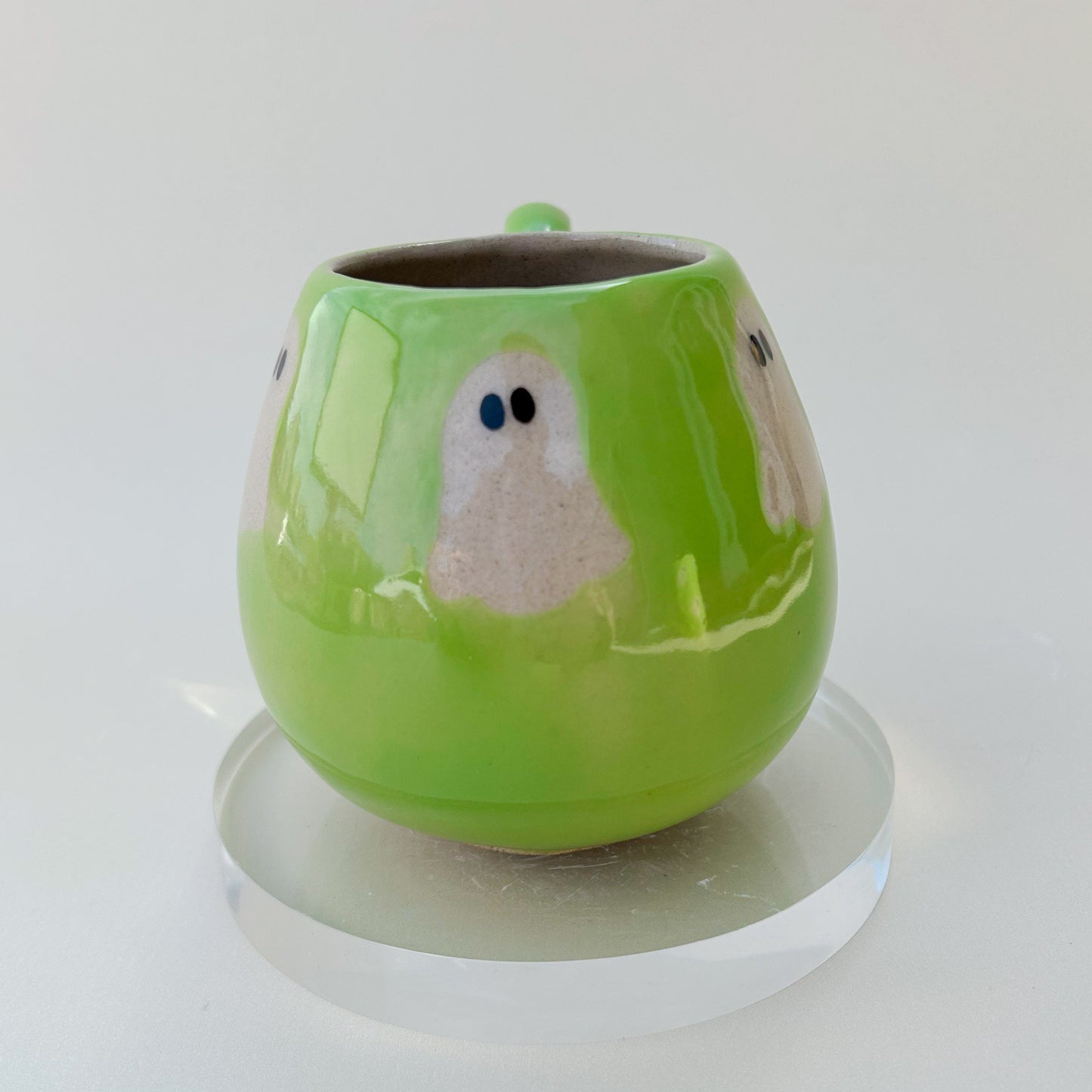 Green Ghost Mug Ceramic, Autumn Gift For Her, Retro Fall Mug, Halloween Gift Teacher, Spooky Mug Handmade, Cute Autumn Mugs, Fall Gift Mom