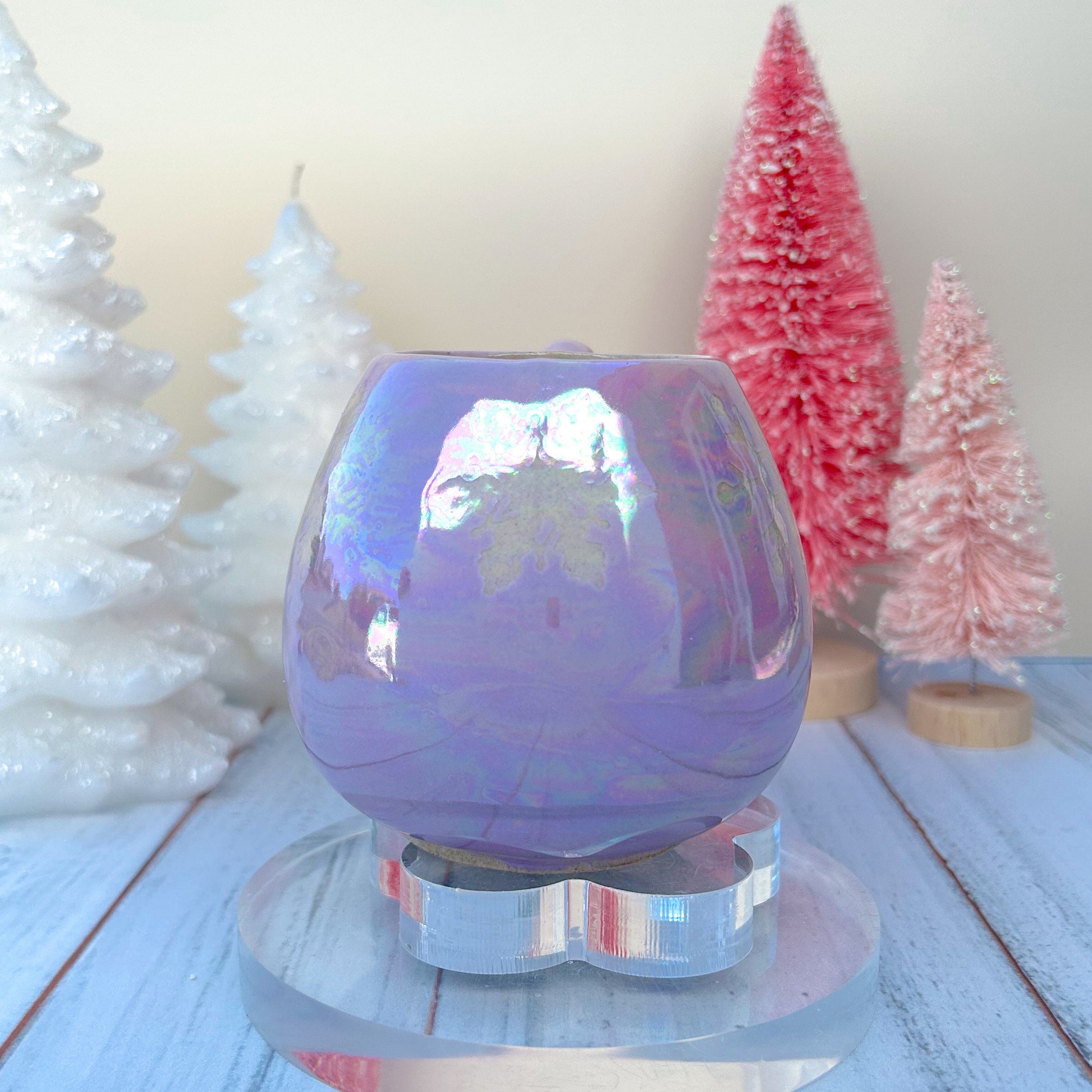 Pearly Purple Winter Mug, Snowflake Mug, Christmas Mug Ceramic Handmade, Stoneware Mug 12 Oz, Holiday Cup, Cozy Cabin Gift, Winter Gift