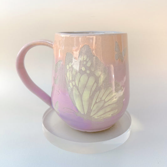 Butterfly Mug, Handmade Ceramic Mug, Ceramics Pottery Mugs, Stoneware Mug, Hand Made Pottery Mugs, Large Coffee Mug, USA Pottery, Fun Mug