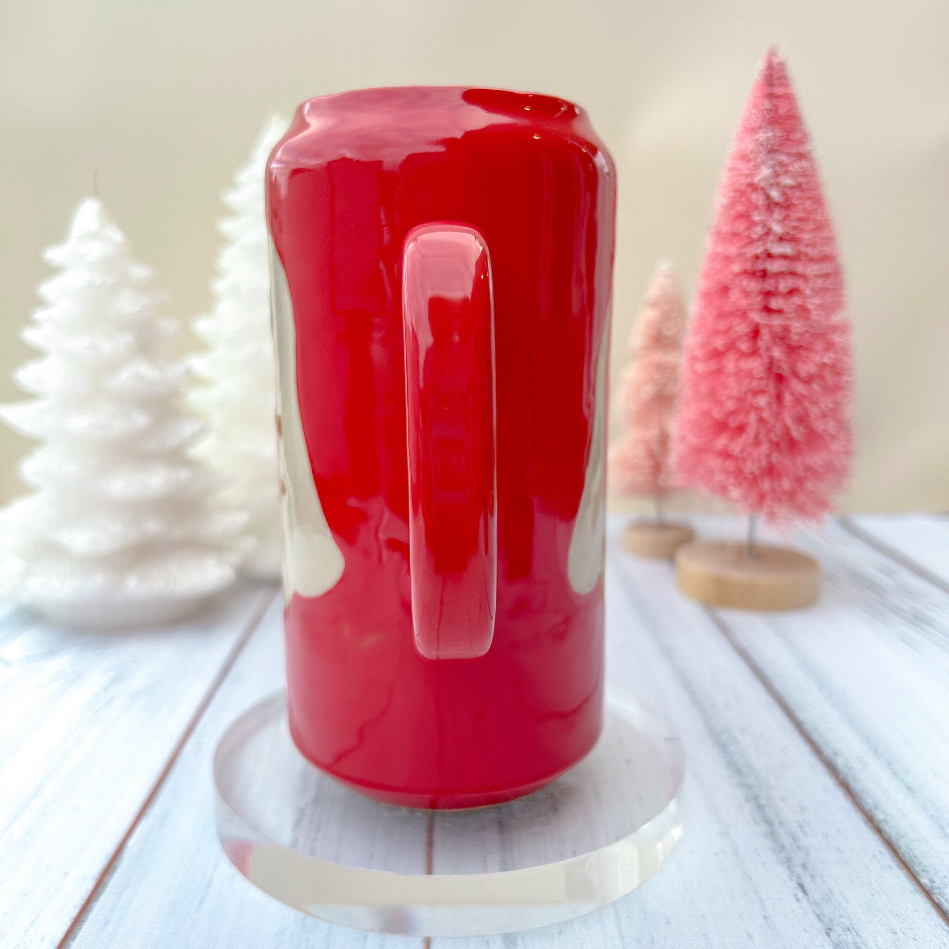 Red Gingerbread Ghost Tumbler Ceramic Mug, Christmas Gift For Her, Retro Christmas Mug, Halloween Gift, Spooky Mug Handmade, Cute Winter Mug