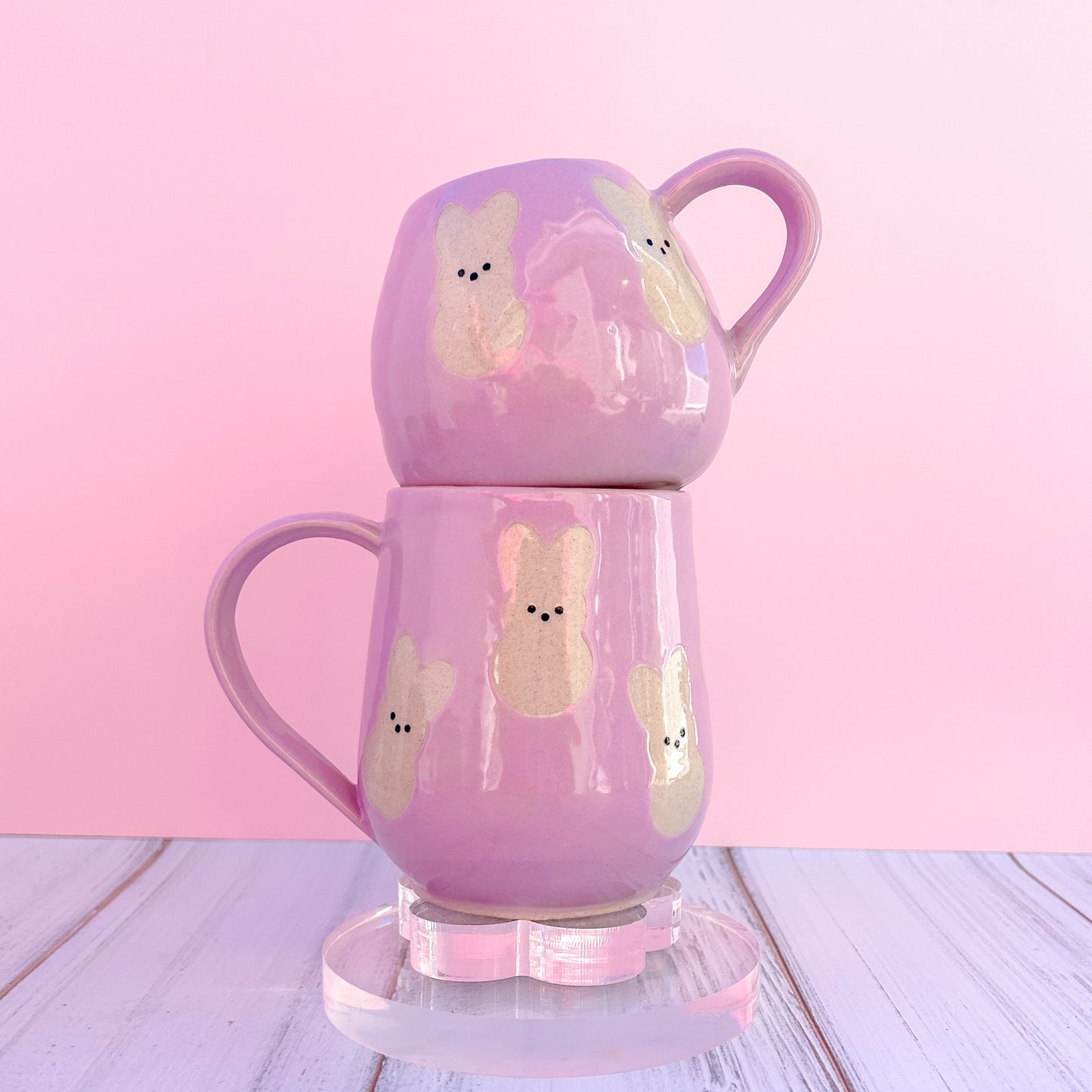 Purple Bunny Spring 12oz Ceramic Mug, Spring Gift For Her, Retro Spring Mug, Easter Gift for Her, Cute Bunny Mug Handmade, Cute Easter Mugs