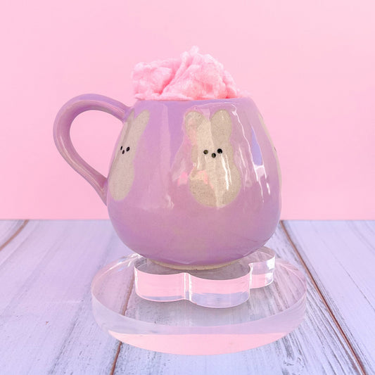 Purple Bunny Spring 12oz Ceramic Mug, Spring Gift For Her, Retro Spring Mug, Easter Gift for Her, Cute Bunny Mug Handmade, Cute Easter Mugs