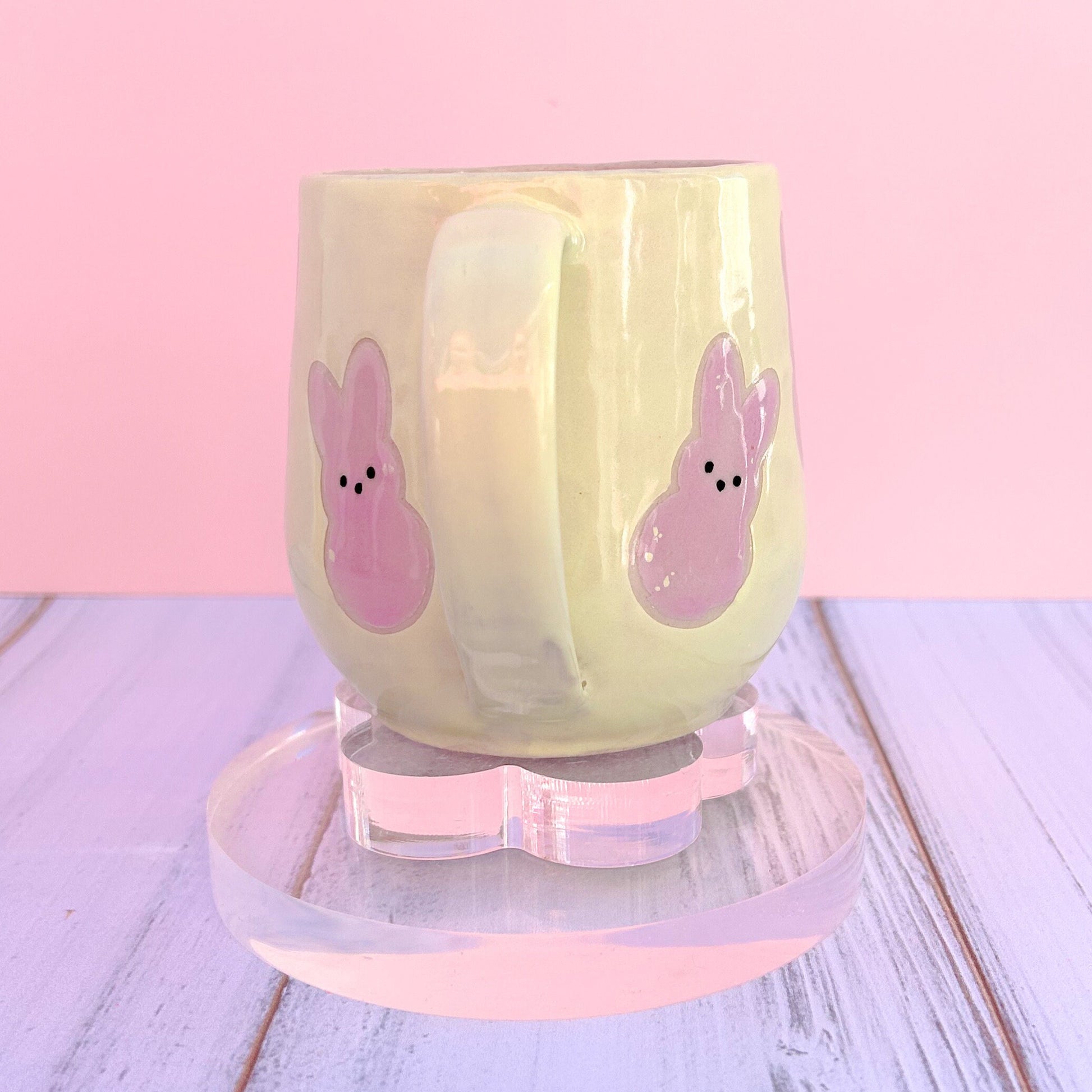 Light Green Bunny Spring Ceramic Mug, Spring Gift For Her, Retro Spring Mug, Easter Gift for Her, Cute Bunny Mug Handmade, Cute Easter Mugs