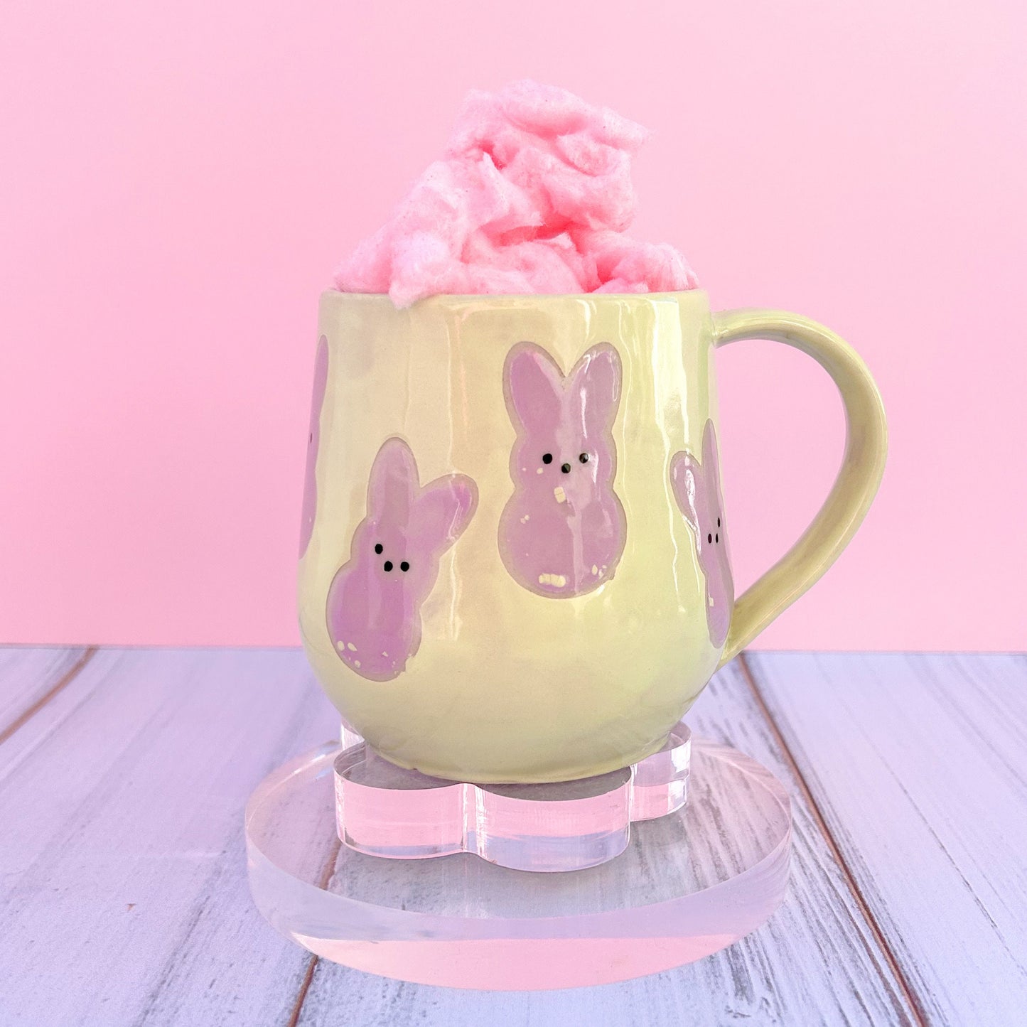 Light Green Bunny Spring Ceramic Mug, Spring Gift For Her, Retro Spring Mug, Easter Gift for Her, Cute Bunny Mug Handmade, Cute Easter Mugs