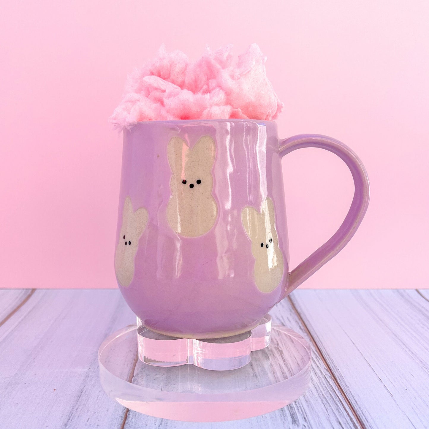 Purple Bunny Spring Ceramic Mug, Spring Gift For Her, Retro Spring Mug, Easter Gift for Her, Cute Bunny Mug Handmade, Cute Easter Mugs