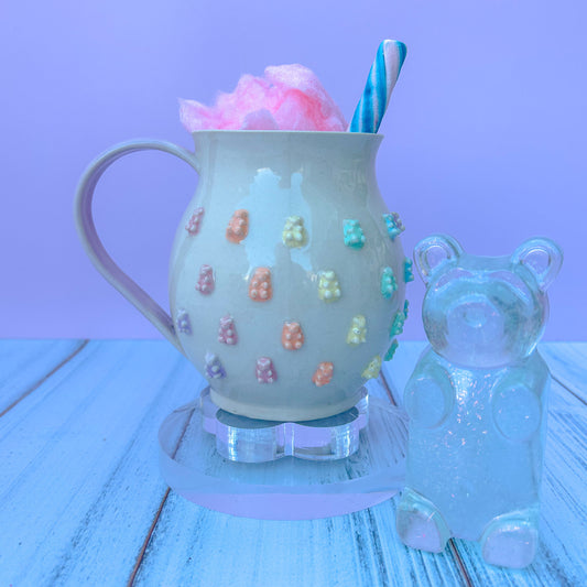 Pastel Rainbow Gummy Bear 16 Ounce Ceramic Mug, Ceramic Coffee Mug Handmade, Gummy Bear Lovers, Gummy Bear Mug For Mom, Gummy Bear cup