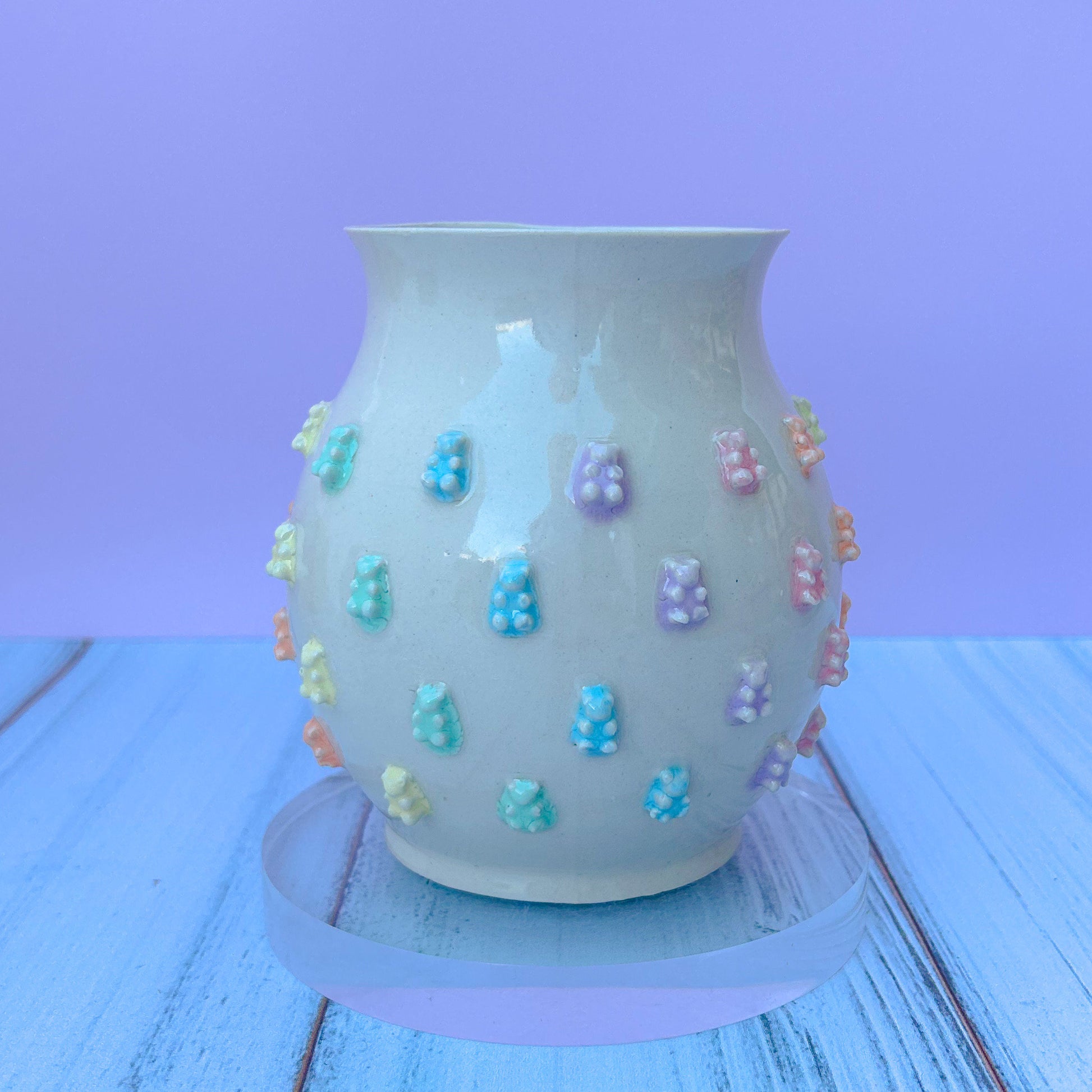 Pastel Rainbow Gummy Bear 16 Ounce Ceramic Mug, Ceramic Coffee Mug Handmade, Gummy Bear Lovers, Gummy Bear Mug For Mom, Gummy Bear cup