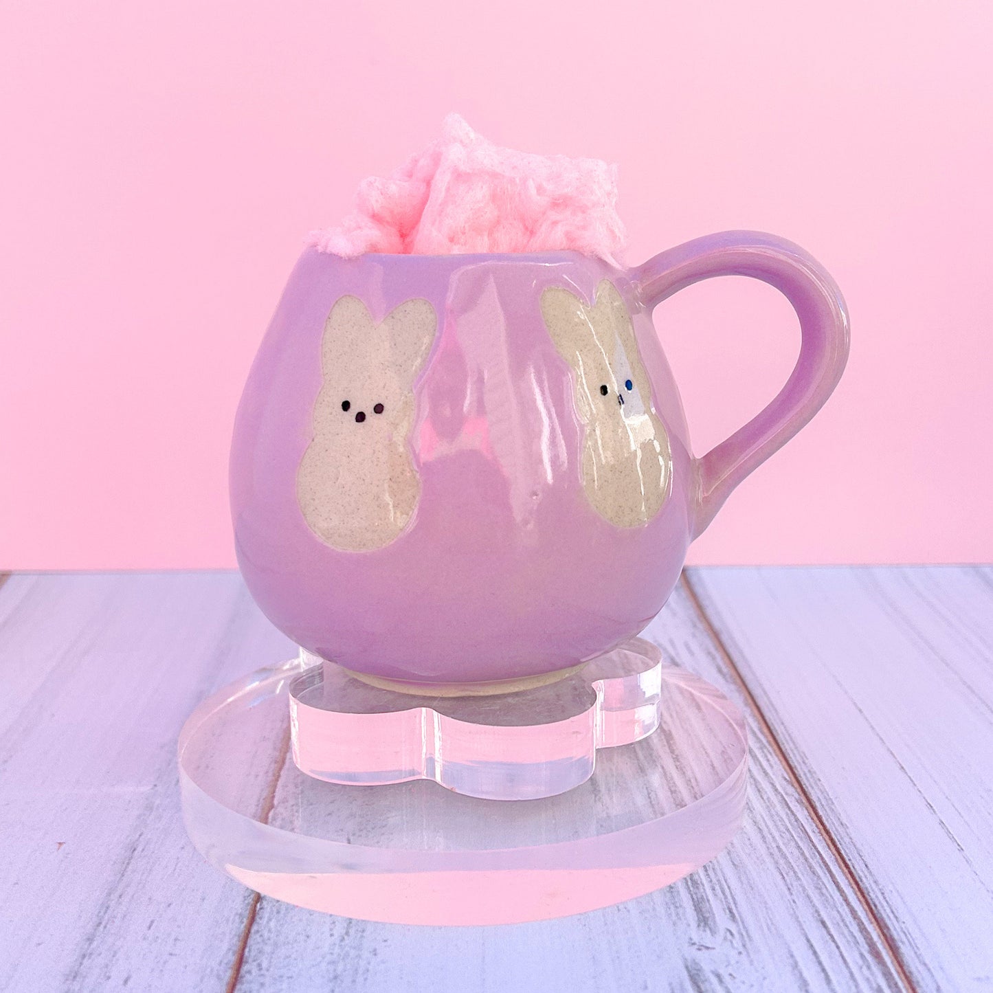 Purple Bunny Spring 12oz Ceramic Mug, Spring Gift For Her, Retro Spring Mug, Easter Gift for Her, Cute Bunny Mug Handmade, Cute Easter Mugs