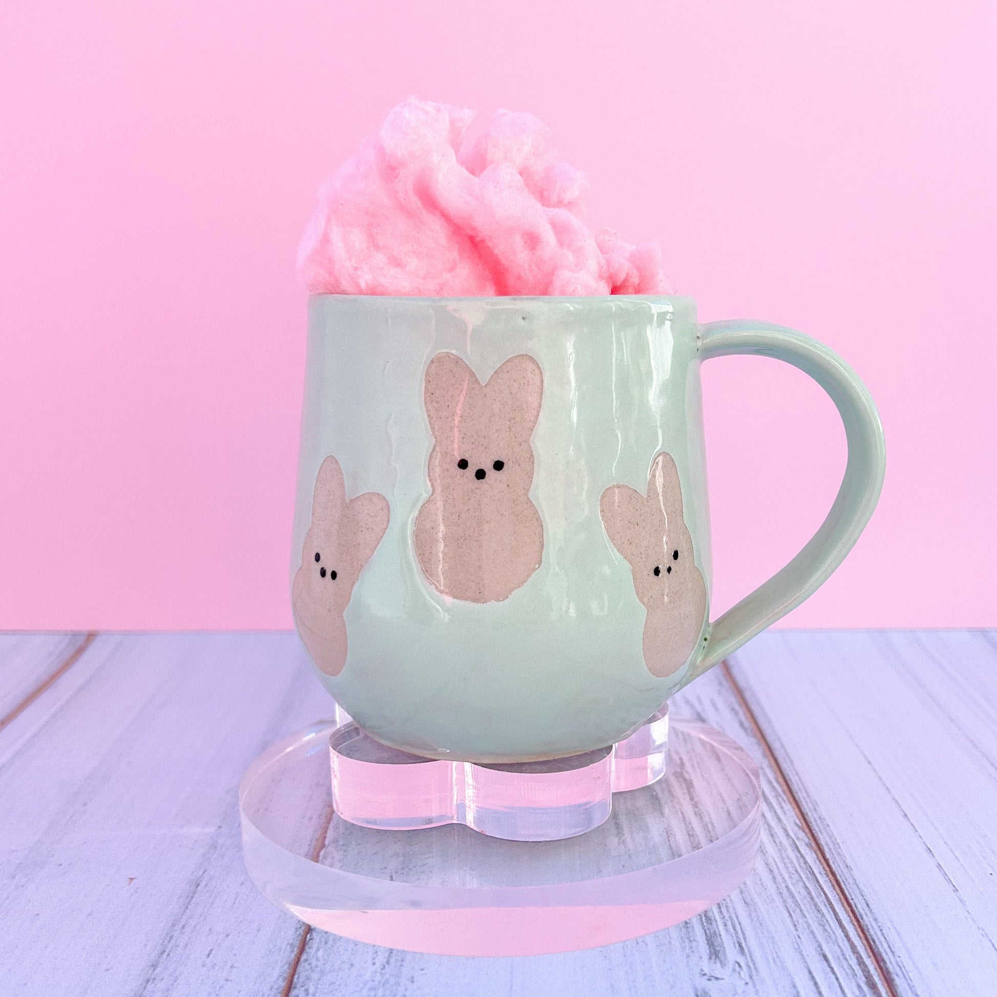 Aqua Bunny Spring Ceramic Mug, Spring Gift For Her, Retro Spring Mug, Easter Gift for Her, Cute Bunny Mug Handmade, Cute Easter Mugs