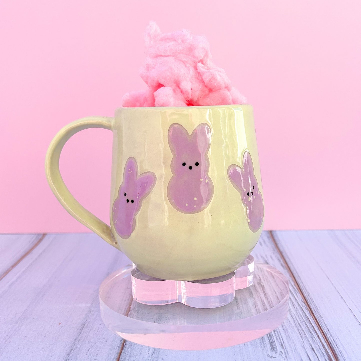 Light Green Bunny Spring Ceramic Mug, Spring Gift For Her, Retro Spring Mug, Easter Gift for Her, Cute Bunny Mug Handmade, Cute Easter Mugs