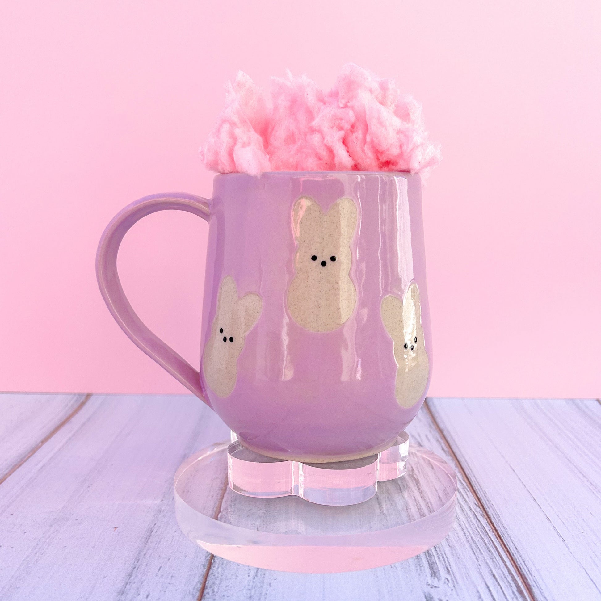 Purple Bunny Spring Ceramic Mug, Spring Gift For Her, Retro Spring Mug, Easter Gift for Her, Cute Bunny Mug Handmade, Cute Easter Mugs