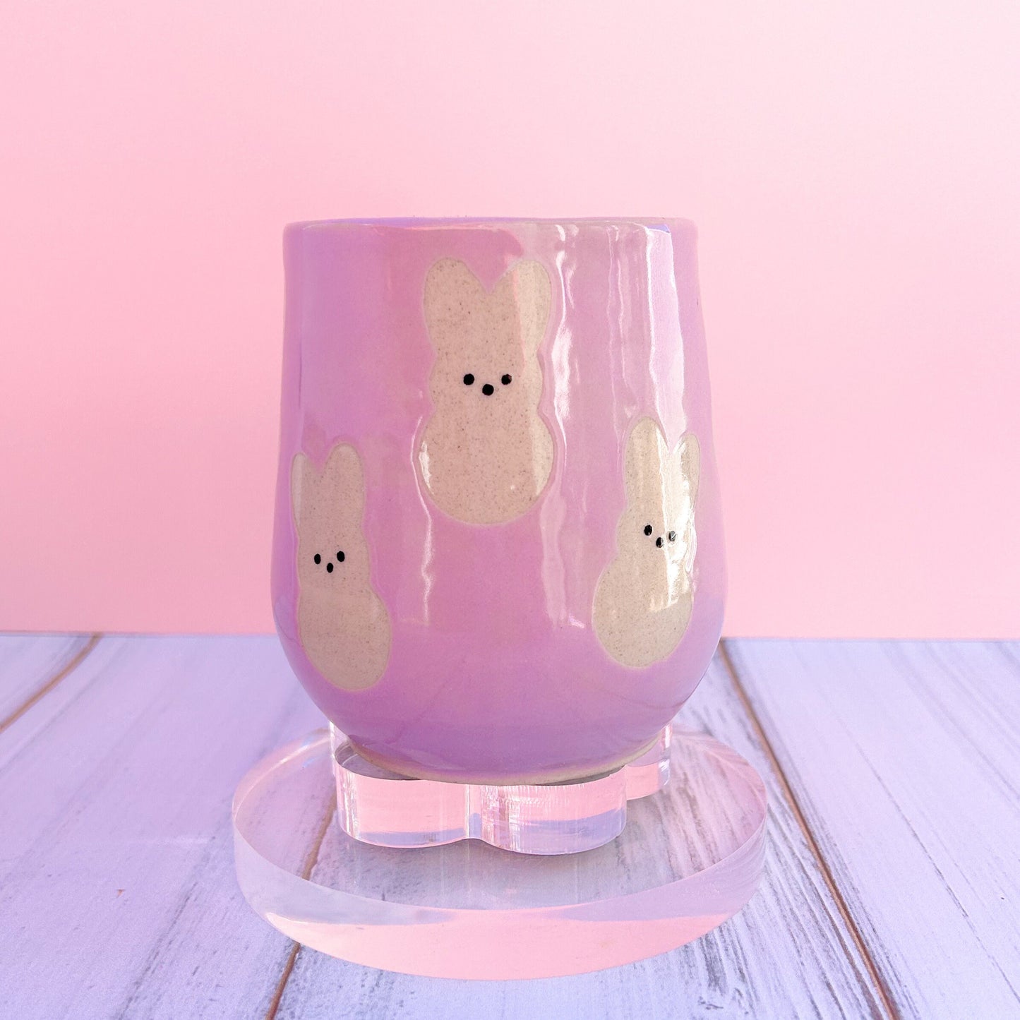 Purple Bunny Spring Ceramic Mug, Spring Gift For Her, Retro Spring Mug, Easter Gift for Her, Cute Bunny Mug Handmade, Cute Easter Mugs